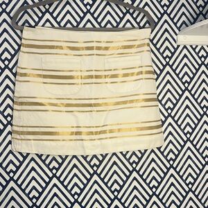JCrew gold and white striped skirt